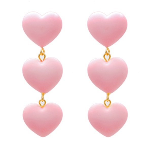 Heart 3 Drop Clay Earrings - Picture 1 of 2
